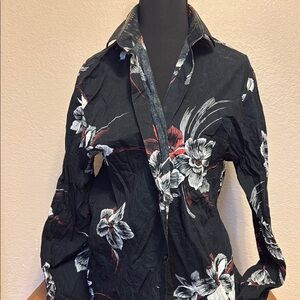 Express Black Floral Men's Shirt